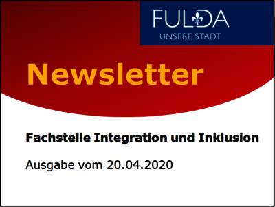 Text: Newsletter der Fachstelle Integration und Inklusion. Ausgabe 20.04.2020